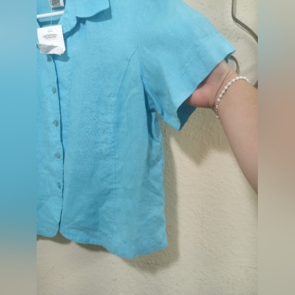 Talbots Turquoise Linen Shirt - Picture 7 of 7